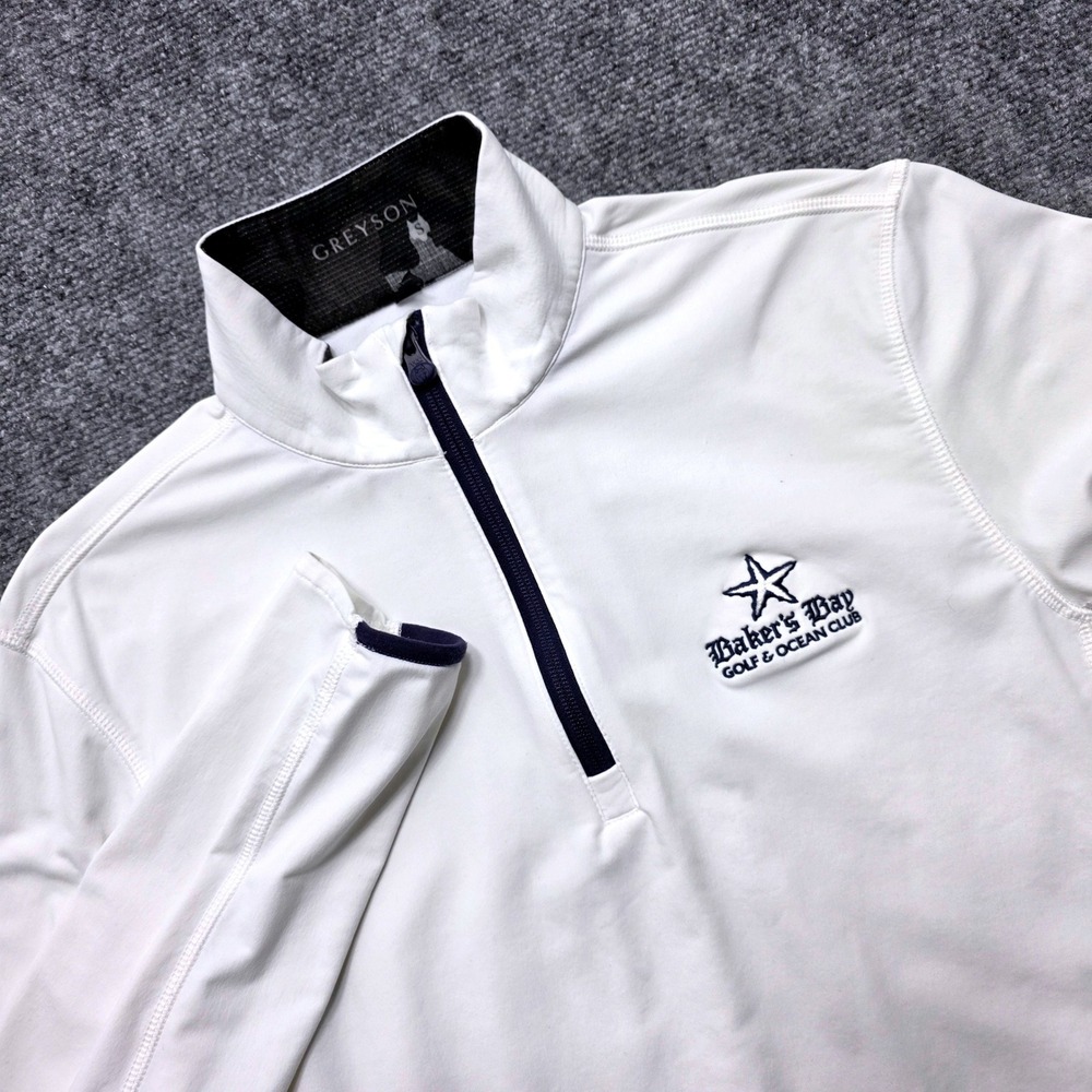 Greyson Men's Small White Baker's Bay Golf & Ocean Club 1/4 Zip Pullover Jacket
